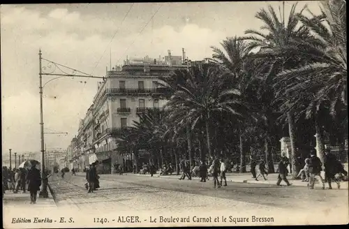 Ak Algier Alger Algerien, Le Boulevard Carnot et le Square Bresson