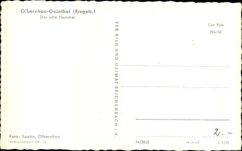 Ak Grünthal Olbernhau im Erzgebirge Sachsen, Der alte Hammer