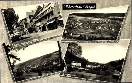 Ak Olbernhau im Erzgebirge, Ernst-Thälmann-Platz, Rungstocktal, Panorama