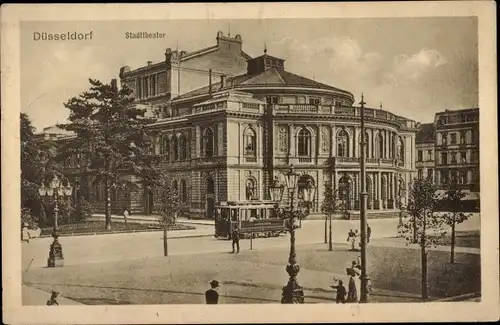 Ak Düsseldorf am Rhein, Stadttheater, Straßenbahn