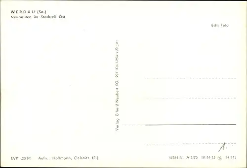 Ak Werdau in Sachsen, Neubauten im Stadtteil Ost, Ortsansicht