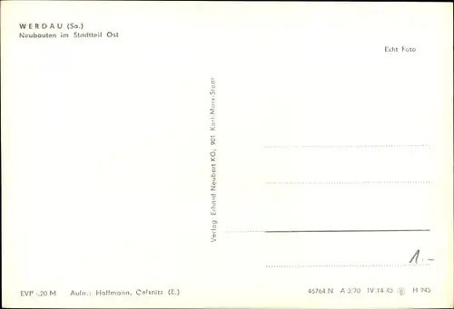Ak Werdau in Sachsen, Neubauten im Stadtteil Ost, Ortsansicht
