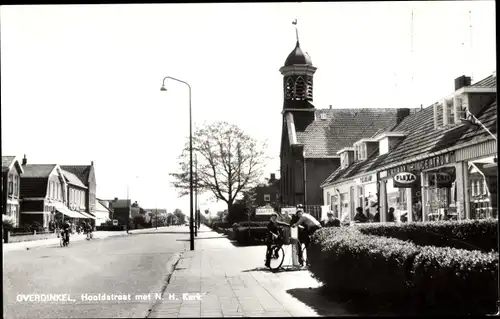 Ak Overdinkel Overijssel, Hoofdstraat met N. H. Kerk