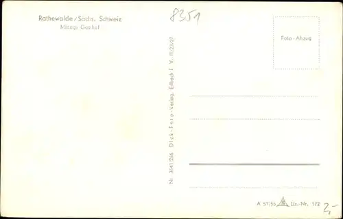 Ak Rathewalde Hohnstein Sächsische Schweiz, Mittags Gasthof