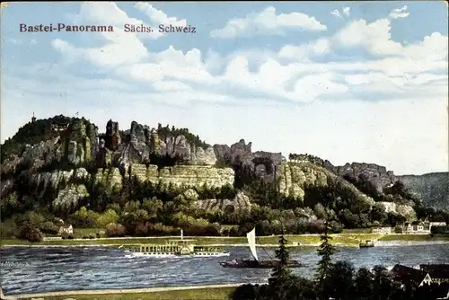Ak Lohmen Sächsische Schweiz, Bastei-Panorama