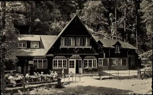Ak Lohmen Sächsische Schweiz, Uttewalder Grund, Gasthaus Waldidylle