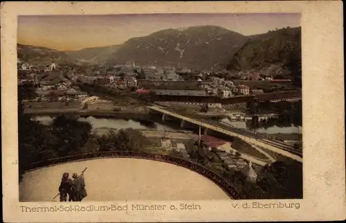 Ak Bad Münster am Stein, Blick von der Ebernburg, Panorama