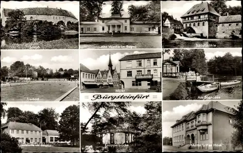 Ak Burgsteinfurt Steinfurt im Münsterland, Schloss, Markt, Martin-Luther-Haus, Knüppelbrücke