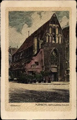 Künstler Ak Nürnberg in Mittelfranken, Bratwurstglöcklein