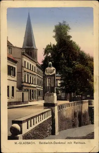 Ak Mönchengladbach am Niederrhein, Balderich-Denkmal mit Rathaus