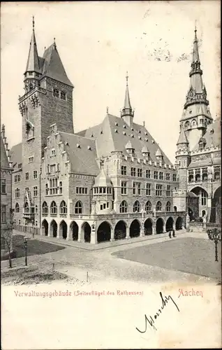 Ak Aachen in Nordrhein Westfalen, Verwaltungsgebäude, Rathaus Seitenflügel