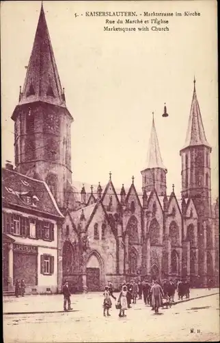 Ak Kaiserslautern in der Pfalz, Marktstraße mit Kirche