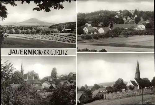 Ak Jauernick Buschbach Markersdorf Oberlausitz, Panorama vom Ort, Teilansicht, Kirche
