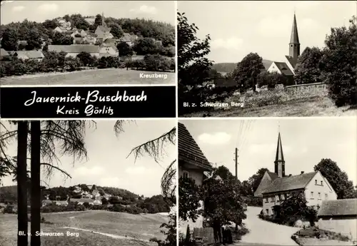 Ak Jauernick Buschbach Markersdorf Oberlausitz, Kreuzberg, Schwarzer Berg, Kirche