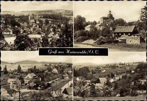 Ak Hainewalde Oberlausitz, Panorama vom Ort, Teilansichten