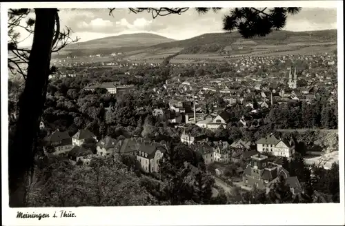 Ak Meiningen Thüringen, Panoramablick auf die Stadt vom Berg aus