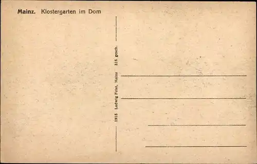Ak Mainz am Rhein, Klostergarten im Dom