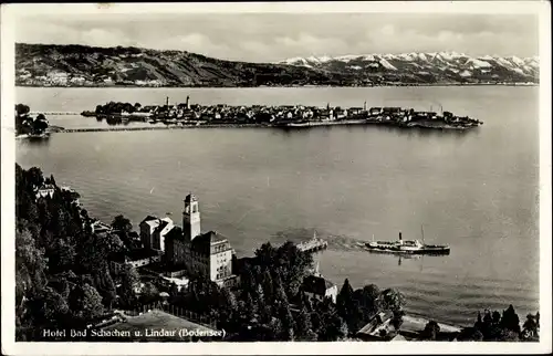 Ak Lindau im Bodensee Schwaben, Hotel Bad Schachen mit Umgebung