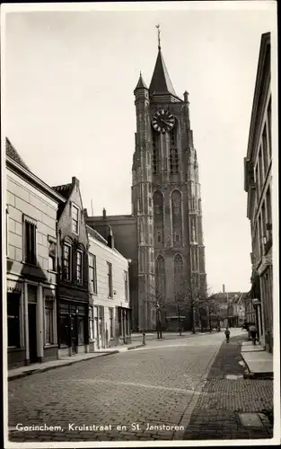 Ak Gorinchem Südholland Niederlande, Kruisstraat en St Janstoren