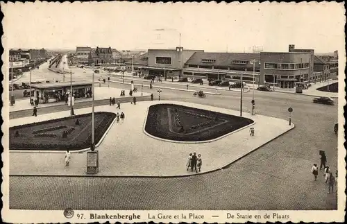 Ak Blankenberghe Blankenberge Westflandern, La Gare et la Place