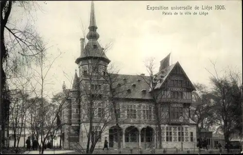 Ak Liège Lüttich Wallonien, Exposition Universelle 1905, Palais de la ville de Liege