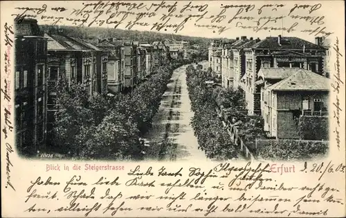 Relief Ak Erfurt in Thüringen, Wohnhäuser in der Steigerstraße