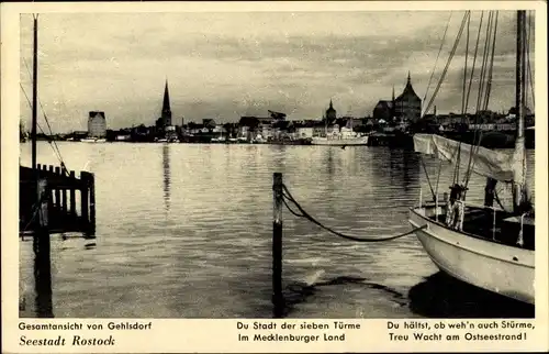 Ak Gehlsdorf Hansestadt Rostock, Blick zur Stadt