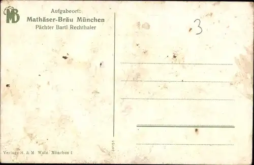 Passepartout Ak München, Mathäser Bräu, Urkunde, Siegel