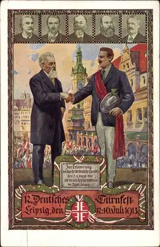 Künstler Ak Liebing, Leipzig in Sachsen, 12. Deutsches Turnfest, 12.-16. Juli 1916