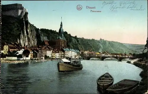 Ak Dinant Wallonien Namur, Panorama, Maasdampfer, Brücke