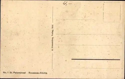 Ak Sankt Petersinsel Kanton Bern, Rousseau-Küche