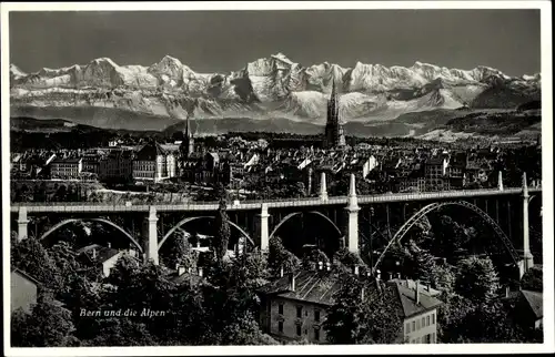 Ak Bern Stadt Schweiz, Totalansicht und die Alpen