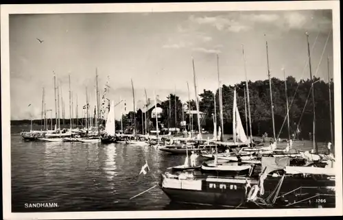 Ak Sandhamn Schweden, Uferpartie, Boote