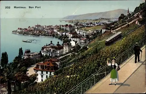 Ak Montreux Kanton Waadt Schweiz, Bon Port