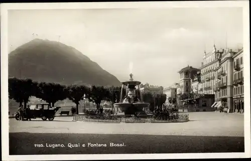 Ak Lugano Kanton Tessin Schweiz, Quai e Fontana Bossi