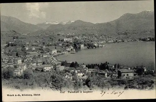 Ak Lugano Kanton Tessin, Paradiso, Gesamtansicht