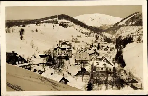 Ak Pec pod Sněžkou Petzer Riesengebirge Region Königgrätz, Gesamtansicht, Winter