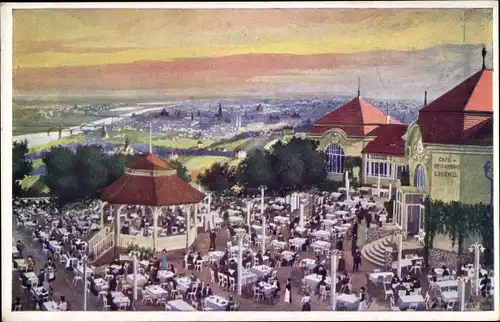 Künstler Ak Wien 19. Döbling Österreich, Gartenterrasse des Kaffee Restaurant Kobenzl, Hans Hübner