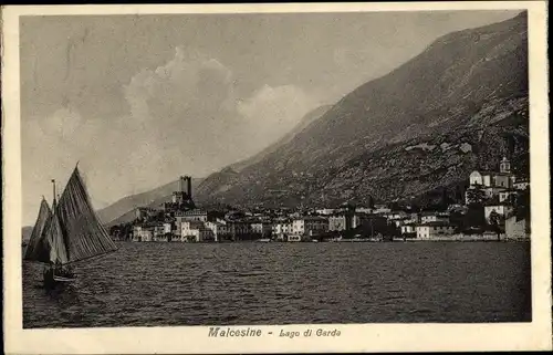 Ak Malcesine Lago di Garda Veneto, Stadt vom Meer aus gesehen