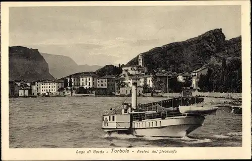 Ak Torbole Lago di Garda Trentino, Arrivo del piroscafo