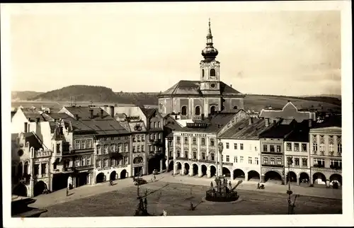 Ak Trutnov Trautenau Riesengebirge Reg. Königgrätz, Kirche, Markt, Geschäfte Erben, Ekstein, Schick