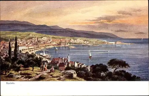 Künstler Ak Perlberg, F., Split Spalato Kroatien, Panorama