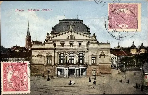 Ak Plzeň Pilsen Stadt, Mestske divadlo