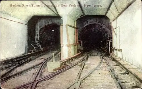 Ak New York City USA, Hudson River Tunnel, connecting NY and New Jersey