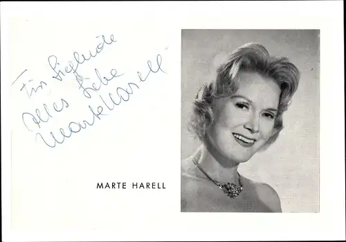 Ak Schauspielerin Marte Harell, Portrait, Autogramm
