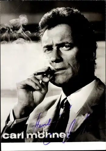 Ak Schauspieler Carl Möhner, Portrait mit Zigarre, Autogramm