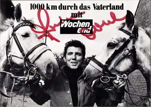 Ak Stuntman Arnim Dahl, Portrait, Autogramm, Pferde, 1000 km durch das Vaterland