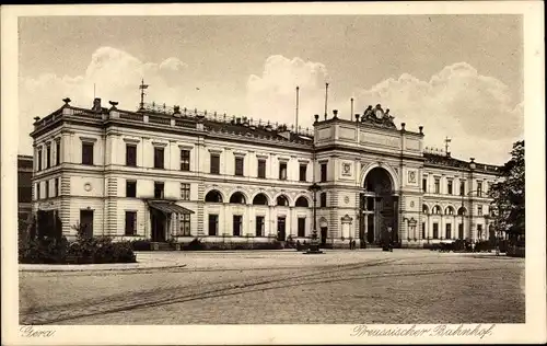 Ak Gera in Thüringen, Preußischer Bahnhof, Vorderseite