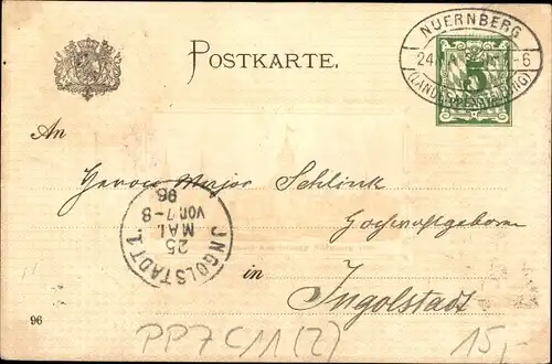 Ganzsachen Ak Nürnberg, Landesausstellung 1896, PP 7 C 11 (2)