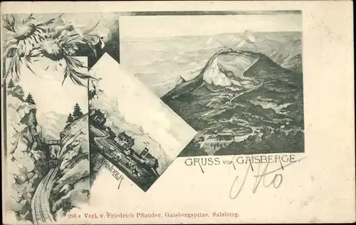 Künstler Ak Spindler, A., Salzburg in Österreich, Gaisberg, Zahnradbahn